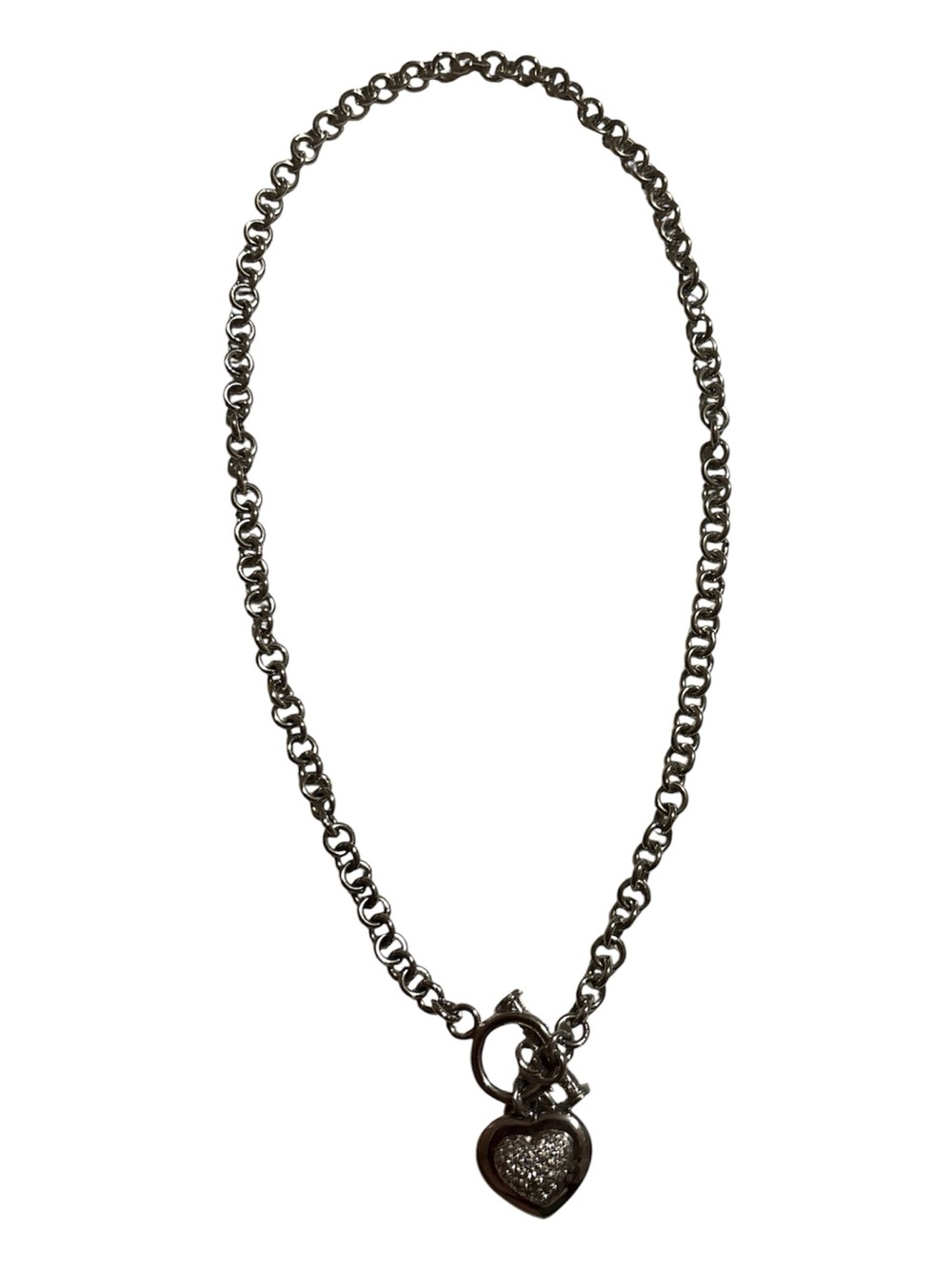 Sterling silver heart toggle necklace